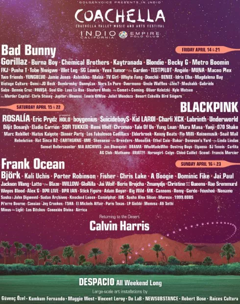 Lineup Coachella 2023